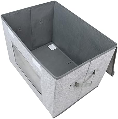Univivi Fabric Closet Storage Bins with Lids for Shelves 4 Pack, Gray - Image 4