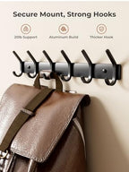 Coat Rack Wall Mount Hooks - 15 Inch Black Metal 6-Hook Rack(2 Pack) - Image 3