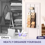 SWTYMIKI Over the Door Purse Organizer - Wall Mounted Handbag Organizer with 10 Hooks and Metal Basket, Hanging Purse Storage Rack Holds up to 10 Bags, Bag Rack Can Use As 1/2 Part, for Door, Closet - Image 4