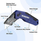 WORKPRO Folding Utility Knife, Quick Change Box Cutter, Blue - Image 2