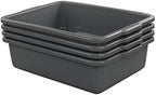 4-Pack Bus Tubs, Commercial Tote Box, Plastic Bus Box (13 L), Grey - Image 4