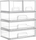 Vtopmart Clear Stackable Storage Drawers Set of 5, Plastic Organizer Bins by Vtopmart