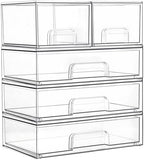 Vtopmart Clear Stackable Storage Drawers Set of 5, Plastic Organizer Bins by Vtopmart