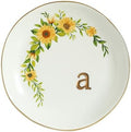 COLLECTIVE HOME - Ceramic Jewelry Tray, Trinket Dish for Rings Earrings Necklaces Bracelet Watch Keys, Birthday Mother's Day Christmas Gift for Women, 4.75", White Surface wirh Sunflowers (a) by COLLECTIVEHOME