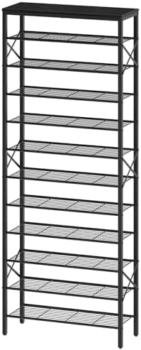 YATINEY 12 Tier Shoe Rack, Large Capacity Shoe Storage Organizer Holds 48 Pairs, Sturdy and Stable, for Entryway, Hallway, Closet, Dorm Room, Black SS12BB by Yatiney