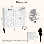 Nicetree Shoe Cabinet with 4 Flip Drawers, Freestanding Shoe Organizer Cabinet with Metal Legs, Farmhouse Slim Shoe Rack Cabinet for Entryway, Foyer, Hallway, White - Image 2