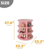 SpaceAid 3 Tier Rotating Shoe Rack Tower, Spinning Shoe Display Lazy Susan, Revolving 360 Shoe Rack Storage Round Carousel, Vertical Handbag Rotate Shoes Closet Organization (3-Tier Pink) - Image 2