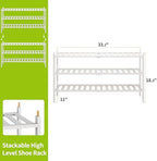 BMOSU 3-Tier Bamboo Extended Shoe Rack Premium Stackable Shoe Shelf Storage Organizer for Hallway Closet Living Room Entryway Organizer(White Bamboo) - Image 3