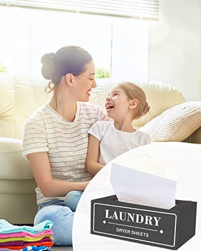 Dryer Sheet Holder Dispenser Container, Space Saving Laundry Room Organization and Storage, Farmhouse Laundry Dryer Sheets Holder for Laundry Room Decor, Fabric Softener Dispenser Containers, Black - Image 7