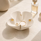 Grained Faux Leather Flower Shaped Valet Tray Large, White - Image 2