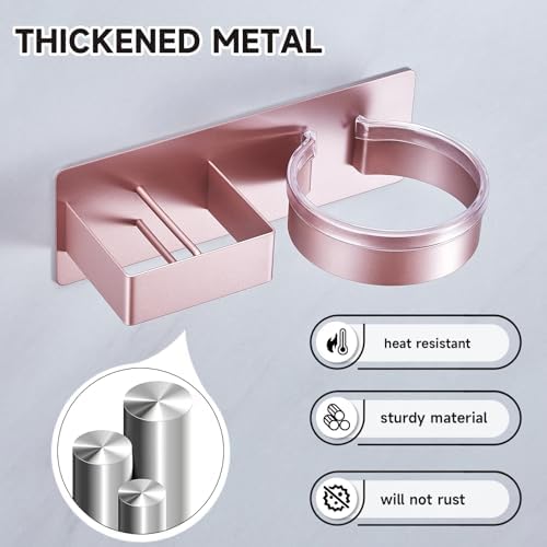 Hair Dryer Holder Wall Mounted, Hair Straightener Holder, Blow Dryer Holder Adhesive, Hair Tool Organizer for Flat Iron, Hairdryer, Curling Iron Holder for Bathroom Vanity Barber Shop (Rose Gold) - Image 3