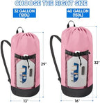BALEINE 120L Laundry Bag Backpack, 900D Oxford Fabric Large Travel Laundry Bags with Shoulder Straps and 2 Mesh Pockets for College Dorm, Apartment, Laundromat (Pink, 120L) - Image 2