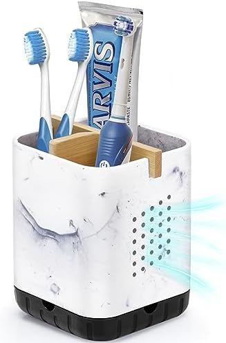 Boperzi Electric Toothbrush Holders for Bathroom Countertop, Detachable Toothbrush and Razor Holder Drainage for Shower, Kids Toothbrush and Toothpaste Holder, 3 Slots Bamboo Toothbrush Organizer by Boperzi