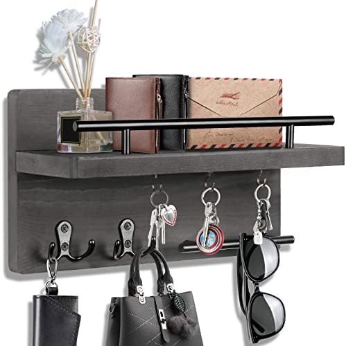 Wooden Key Holder Wall Mount With 5 Hooks For Entryway, Mudroom, Hallway by OurWarm