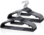 Tonswachic Heavy Duty Plastic Clothes Hangers, Space Saving Hangers 30 Pack, Non-Slip, 0.2 Inches Slim, 360° Swivel Silver Hook for Shirts, Pants & Wet/Dry Garments, Black and Dark Gray by TonswachicHangersSpaceSaver