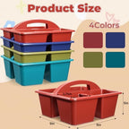 Kathfly 4 Pack Classroom Caddy Organizer with Handle, Plastic Art Craft Cleaning Caddy Bulk, Small Multipurpose Supply Organization Storage Basket for Table Desk Office Pencil Teacher (Deep Color) - Image 2