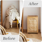 Laundry Hamper with Lid,Bamboo Large Waterproof Clothes Laundry Basket,Removable Washing Bags with Handles,clothes basket (Natural) - Image 7