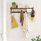 AMBIRD Wall Hooks with Shelf 28.9inch Entryway Wall Hanging Shelf, Wood Coat Hooks, Coat Rack Wall Mount Rack with 5 Dual Hooks, Glasses Organizer and Hat Organizer - Image 3