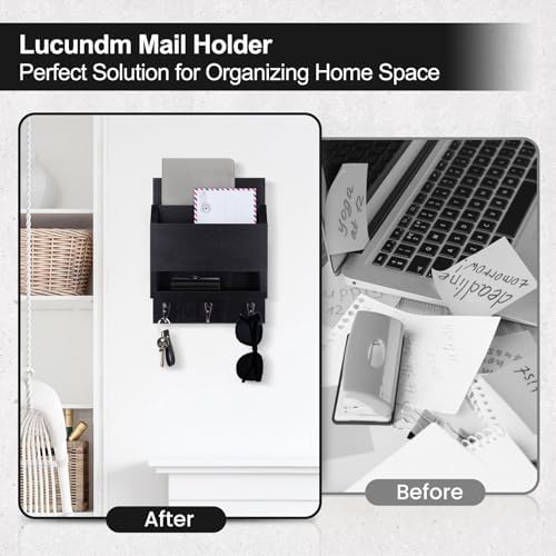 Key and Mail Holder for Wall with Chalkboard and Long Storage Box - Image 6