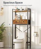 HOOBRO Over The Toilet Storage Rack with 2 Drawers, 3-Tier Bathroom Organizer Shelf Over Toilet, Freestanding Space Saver Bathroom Toilet Shelves Above Toilet for Room, Rustic Brown and Black BF47TS01 - Image 4