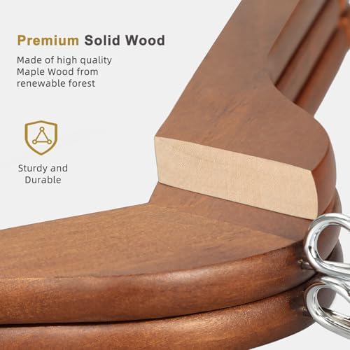 TOPIA HANGER Wooden Hangers 30 Pack, Space Saving Coat Hanger with 360° Swivel Cascading Loop Hook, Non Slip Pants Bar and Shoulder Notches for Camisole, Jacket, Suit (Walnut) -CT74WA30 - Image 5