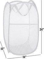 BATTOO Deluxe Strong Mesh Pop up Laundry Hamper Basket with Side Pocket Foldable Hamper for Laundry Room, Bathroom, Kids Room, College Dorm or Travel White + White - Image 2