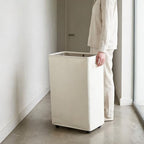 Slim Laundry Hamper with Wheels, 52L Skinny Hamper, 22" Beige - Image 6