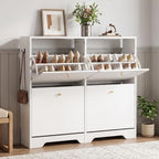 Nicetree Shoe Cabinet, 4 Flip Drawers Slim White Entryway Storage by Nicetree