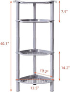 4 Tier Shower Caddy Corner,Plastic Shower Shelf Organizer for Inside Bathroom, Bathtub, Shower Pan, 13.5 x 10 x 33.5 Inches,Grey(Round Slot Grey 4 Tier) - Image 3