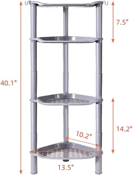 4 Tier Shower Caddy Corner,Plastic Shower Shelf Organizer for Inside Bathroom, Bathtub, Shower Pan, 13.5 x 10 x 33.5 Inches,Grey(Round Slot Grey 4 Tier) - Image 3