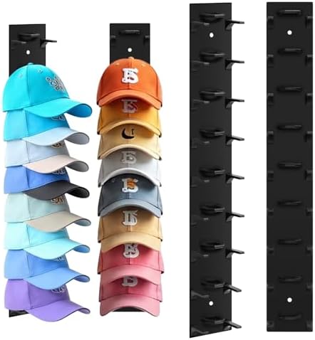 4 Pack Hat Organizer For Baseball Caps, Hat Rack for Wall Holds 36 Hats by Dntorx