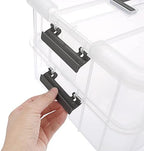 BTSKY 2 Layer Stack & Carry Box, Plastic Multipurpose Portable Storage Container Box Handled Organizer Storage Box for Organizing Stationery, Sewing, Art Craft, Jewelry and Beauty Supplies Dark Grey - Image 6