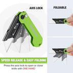 WORKPRO 2PCS EDC Folding Utility Knife, Mini Box Cutter with Quick Open Axis Lock, Quick Change Blade Razor Knife, Foldable Small Pocket Knife with Belt Clip, 2 Packs with 10 Extra Blades - Image 5
