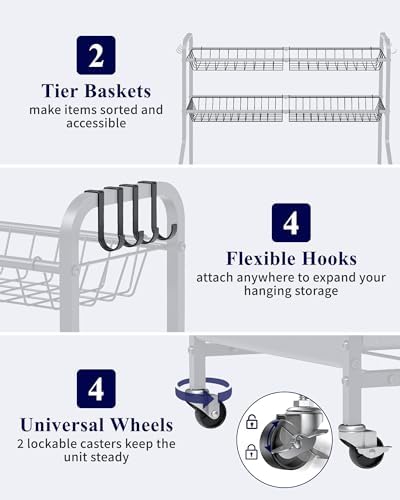 Kitsure Sports Equipment Organizer with Wheels, Garage Ball Storage, 45.6"H - Image 3