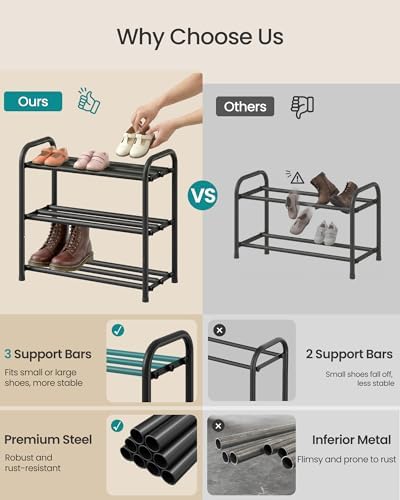 SONGMICS Expandable Shoe Rack, 3-Tier Shoe Organizer, Holds 6-12 Pairs - Image 4