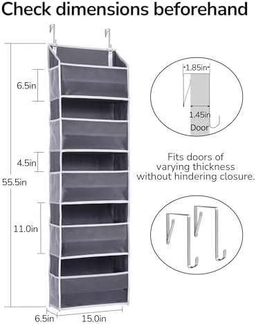 ULG 2 Pack 5-tier Over the Door Organizer Dark Gray - Image 2