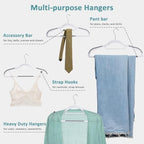 Tonswachic 50-Pack Coat Hangers, Space Saving Plastic Clothes Hangers, Non-Slip, 0.2 Inches Slim, 16.53 Inches Wide, 360° Swivel Silver Hook for Shirts, Pants & Wet/Dry Garments, White and Dark Gray - Image 6