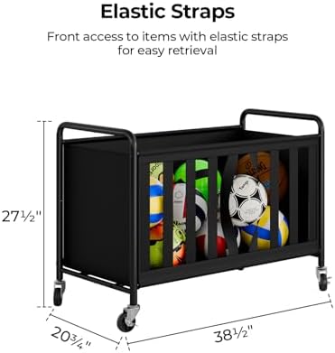 StorageWorks Sports Ball Storage Cart with Wheels, Garage Ball Storage - Image 5