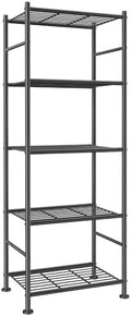 Sakugi Storage Shelves - 5 Tier Shelf Organizer, Sturdy Metal Garage Shelving with Adjustable Leveling Feet, Space-Saving Shelves Organizer for Pantry, Laundry, Kitchen (18" x 12" x 57", Black) by Sakugi