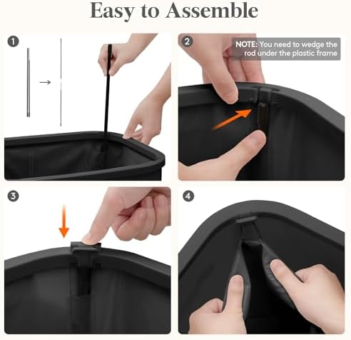 Lifewit Slim Laundry Basket with Lid and Removable Bag, 75L, Black - Image 4