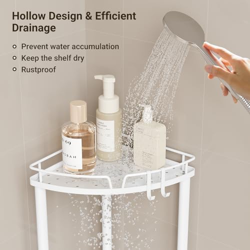 ELYKEN Corner Shower Caddy, 3 Tier Stainless Steel Shower Organizer, White - Image 6