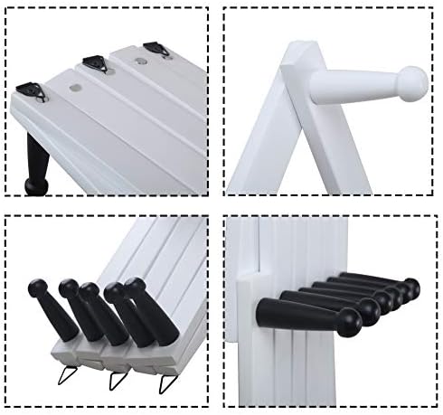WEBI Accordion Wall Hanger,Wooden Expandable Coat Rack,Accordion Hat Rack for Wall for Hats,Caps,16 Peg Hooks,Black White,2 Packs - Image 2