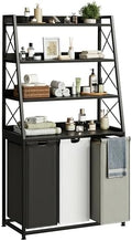 Herture Laundry Basket, 3 Section Laundry Hamper with 4 Tiers Shelf, Pull-Out and Removable Laundry Bags, Large 3 x 15.87 Gallons, for Laundry Room Bathroom Black PF05XLK by Herture
