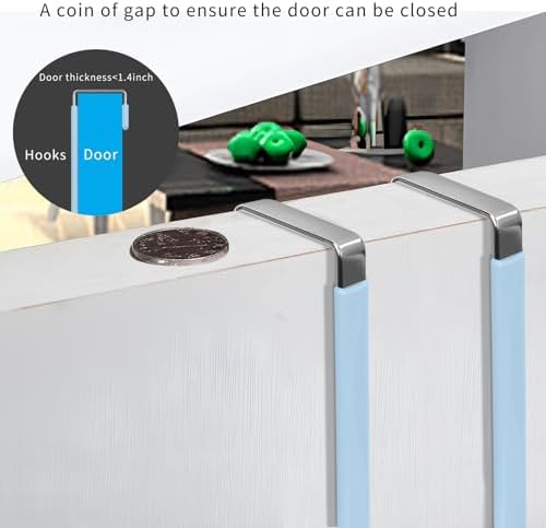 FYY Over the Door Hooks, Single-Hanger 4 Pack, Fits Doors 1 3/8" Cyan - Image 5