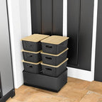 Ohmlove 6 Pack Plastic Storage Baskets with Bamboo Lids for Organization - Image 5