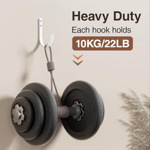 22LB Wall Hooks for Hanging Towel/Coat, White 5 Pack - Image 2