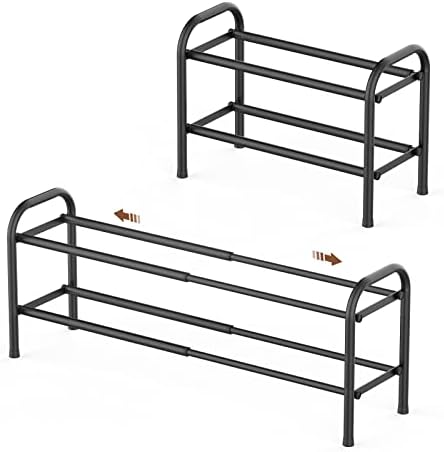 Gonfoam Expandable 2-Tier Shoe Rack for Closet and Entryway, Black by Gonfoam