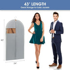43" Garment Bags for Hanging Clothes, Suit Bags for Closet Storage and Travel, Grey Suit Cover Bags with Clear Window for Coats, Jackets, Shirts (5 Packs) - Image 2