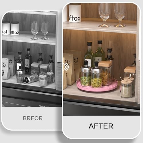 Oroyutor 10-Inch Oak Lazy Susan Vanity Tray, Pink Finish - Image 6