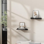 Danpoo 8 inch Small Floating Shelves for Wall Organizer & Storage, Mini Display Shelves, Metal Wall Shelves for Bathroom, Living Room, Kitchen, Bedroom(Matte Black, 2-Pack) - Image 2